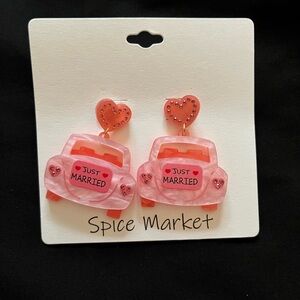 Pink 'Just Married' Earrings